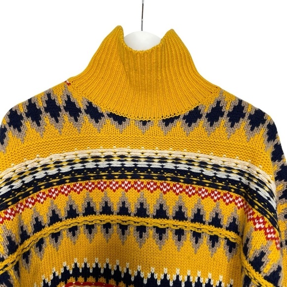 Rag & Bone Willow Fair Isle Wool Turtleneck Sweater in Yellow Size XS - Picture 13 of 16